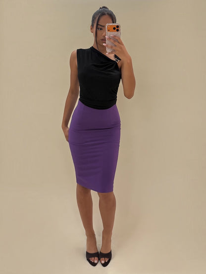 Violetinis midi ilgio sijonas