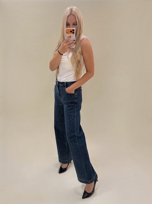 Stilingi blizgūs Wide Leg džinsai